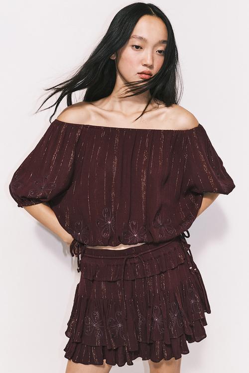 Shimmering blouse - burgundy