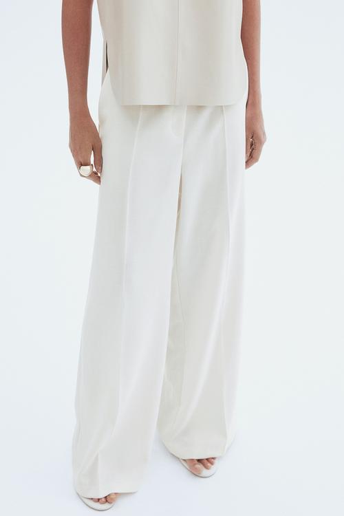 Wide tailored trousers -  white