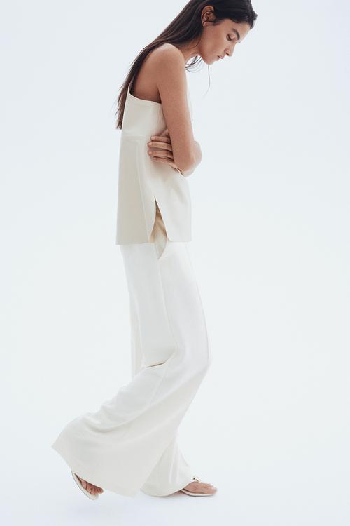 Wide tailored trousers -  white
