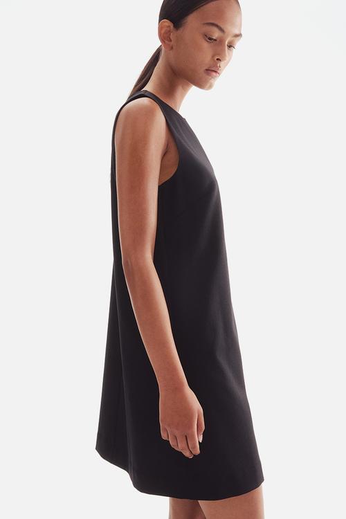 Twill shift dress - black