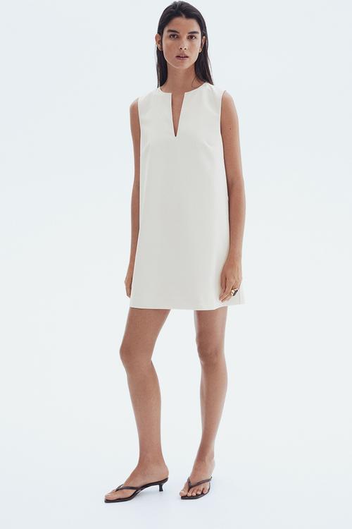Twill shift dress - cream