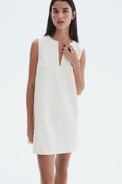 Twill shift dress - cream