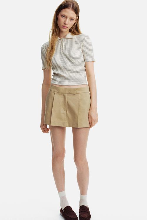 Tailored mini skort - beige