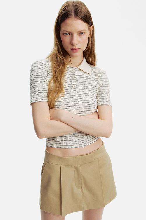 Tailored mini skort - beige
