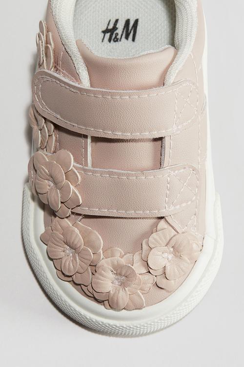 Flower-appliqué trainers - light dusty pink