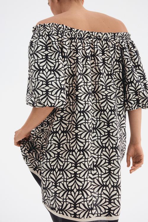 Tie-detail dress - black patterned