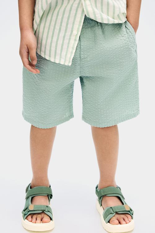 Cotton seersucker shorts - light green