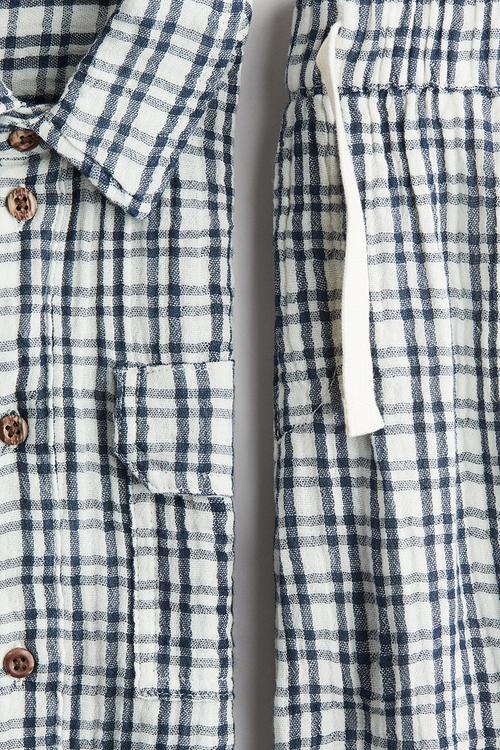 2-Piece cotton muslin set - dark blue/checked 