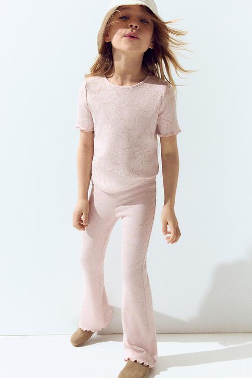 Flared leggings - pink bows