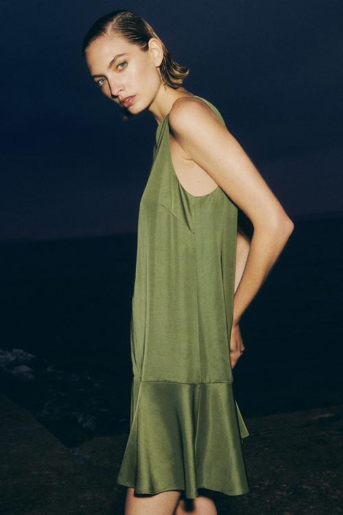 A-line dress - dark green