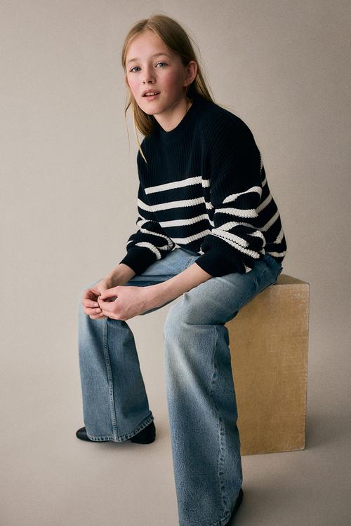 Baggy fit bootcut leg jeans - denim blue 