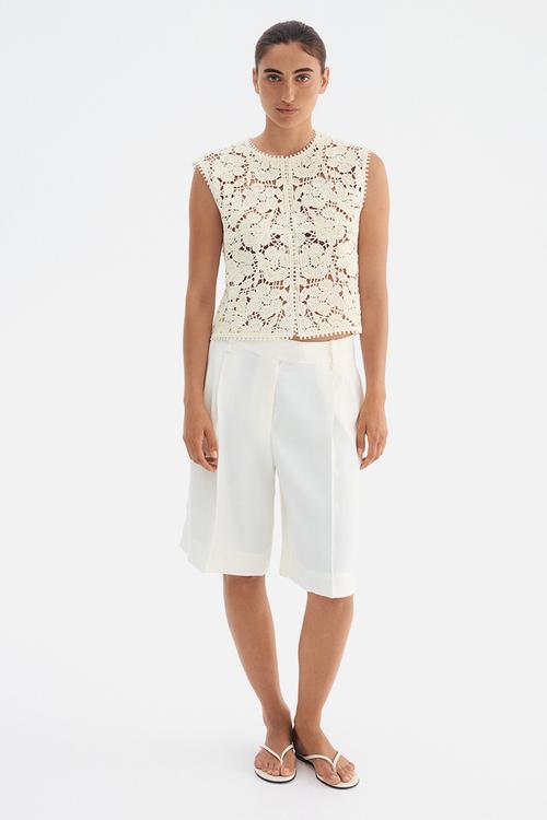 Crochet-look gilet - cream