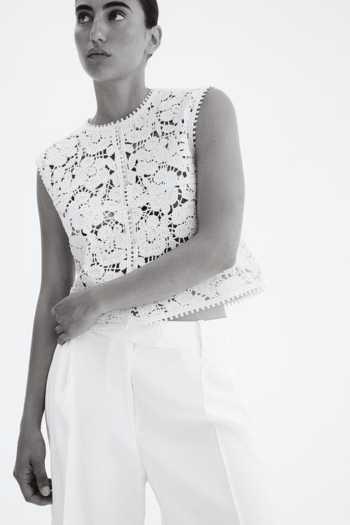 Crochet-look gilet - cream