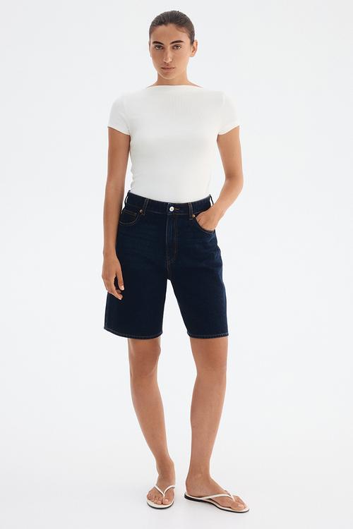 Ribbed boat-neck top - white