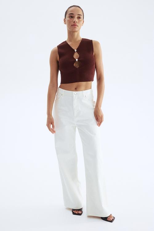 Knitted vest top - dark brown