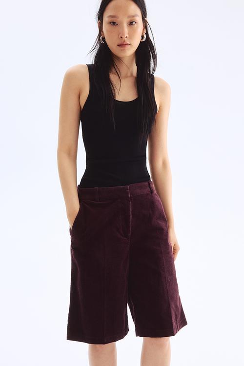 Corduroy bermuda shorts - burgundy