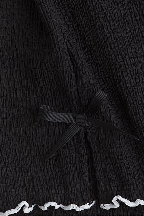 Bow-detail top - - black/white 