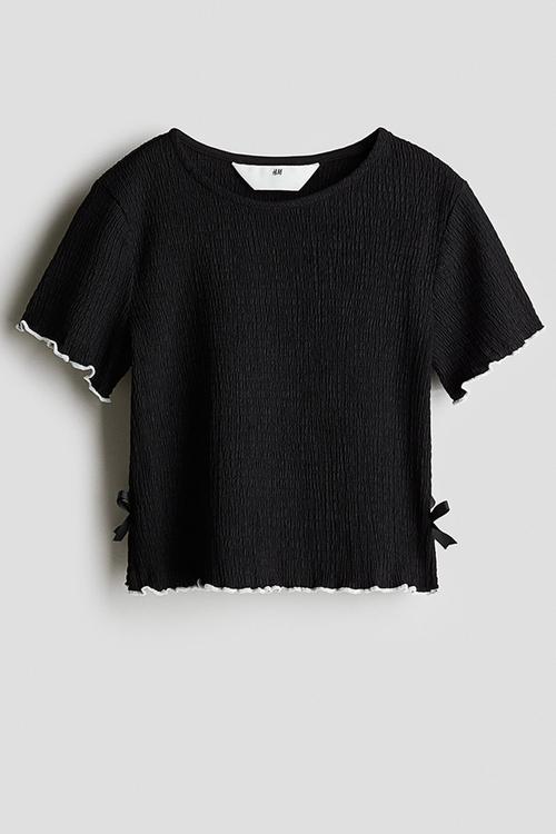 Bow-detail top - - black/white 