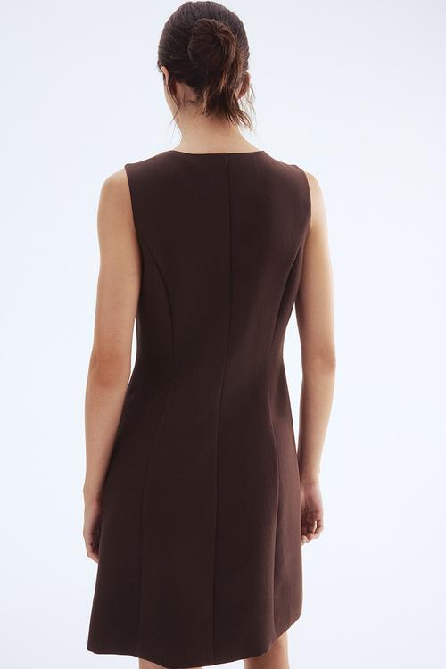 Button-front dress - dark brown