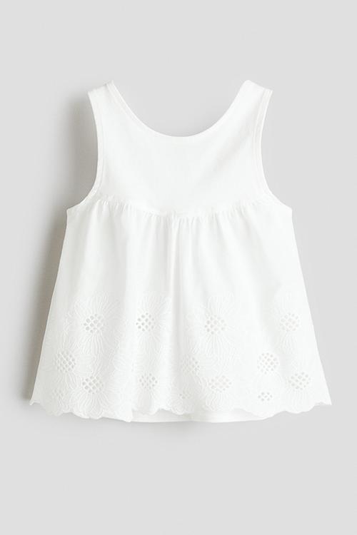 Broderie anglaise cotton top - white