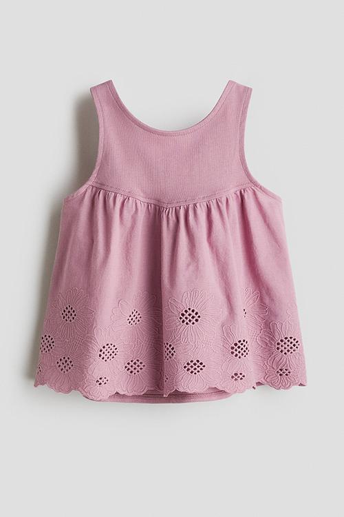 Broderie anglaise cotton top - pink