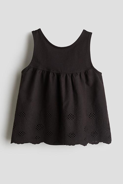 Broderie anglaise cotton top - black