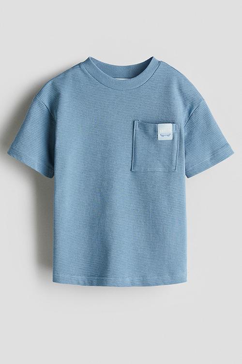 Jacquard-jersey cotton t-shirt - dusty blue/skateboard