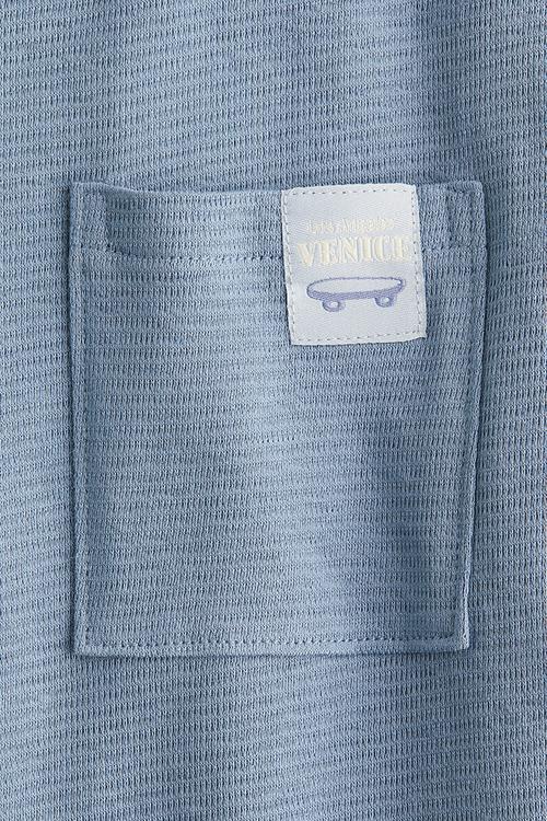 Jacquard-jersey cotton t-shirt - dusty blue/skateboard