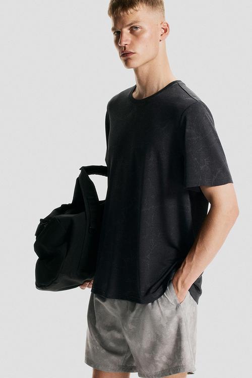 Regular fit sports top with drymove™ - black marbled 