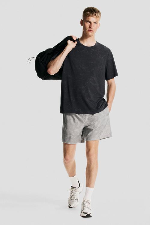Regular fit sports top with drymove™ - black marbled 
