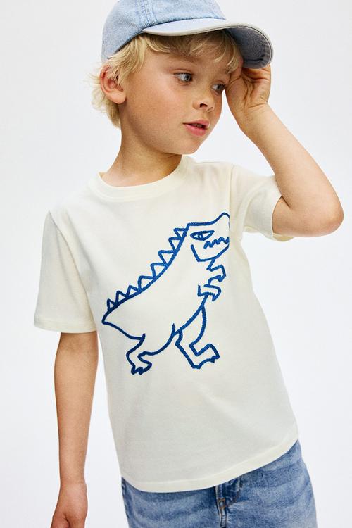 Embroidery-motif cotton t-shirt - white,multi