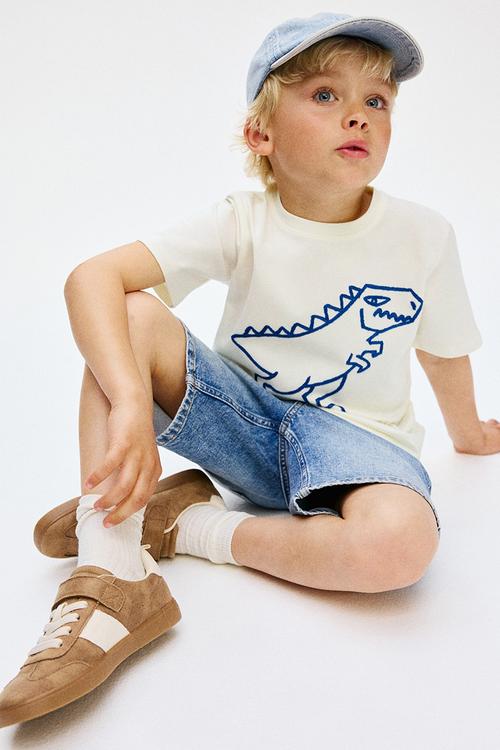 Embroidery-motif cotton t-shirt - white,multi
