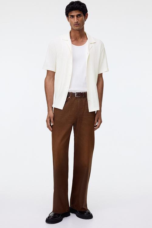 Regular fit jersey resort shirt - white