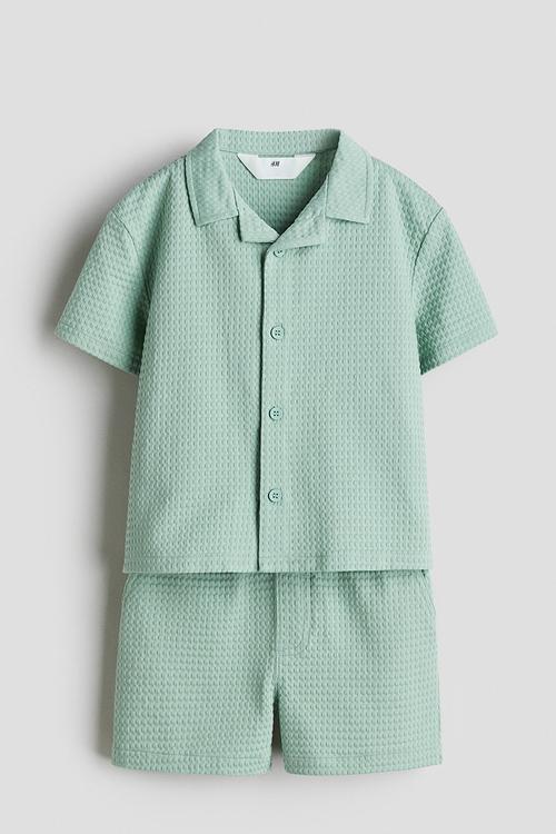 2-piece shirt and shorts set - green