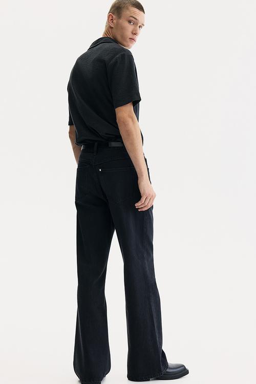 Regular fit jersey resort shirt - black