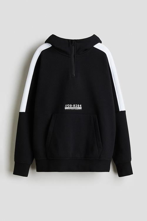 Brushed-inside zip-top hoodie - black