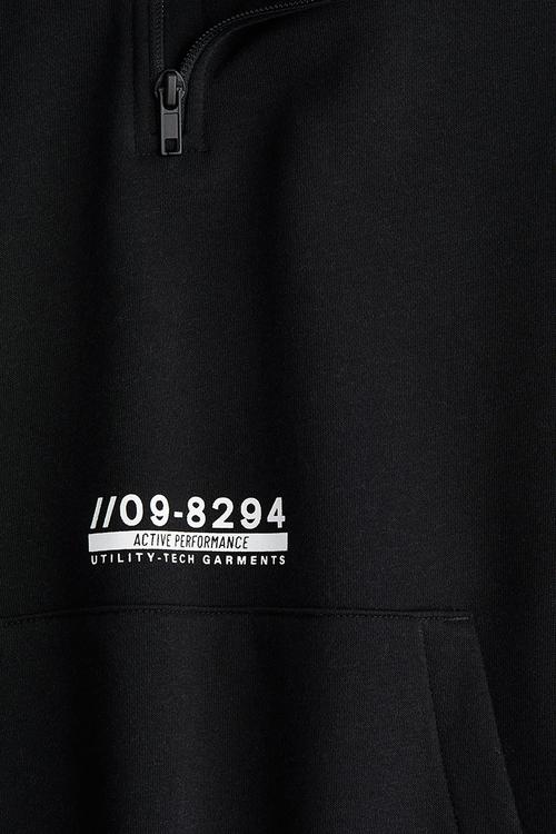 Brushed-inside zip-top hoodie - black
