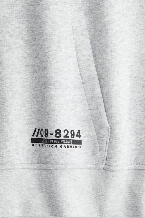 Brushed-inside zip-top hoodie - grey marl/black 