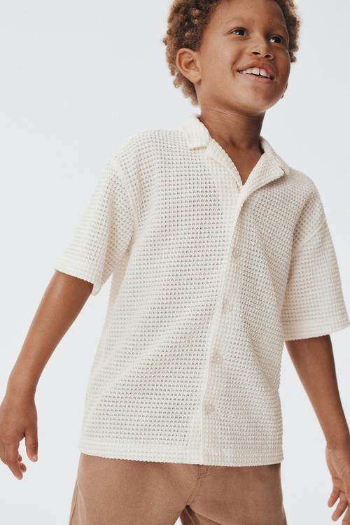 Textured-knit resort shirt - white