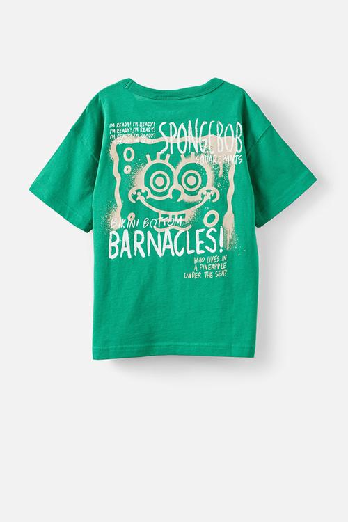Licensed Drop Shoulder Short Sleeve Tee - Lcn Nic Deep Mint/Bikini Bottom Barnacles