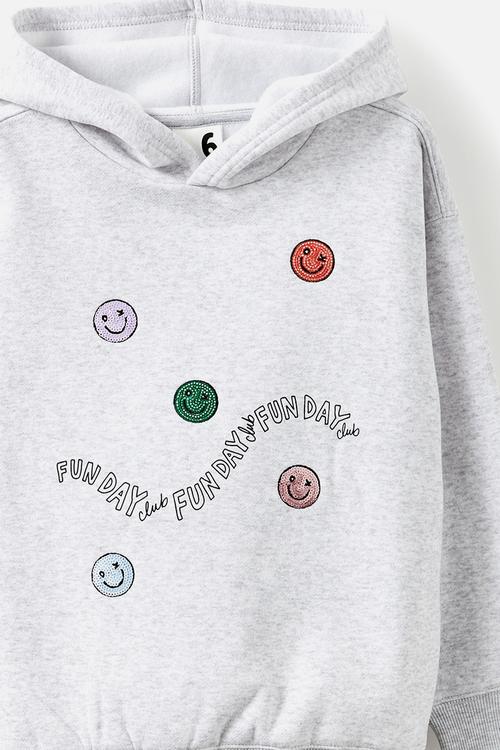 Sammy oversized hoodie - grey marle/fun day