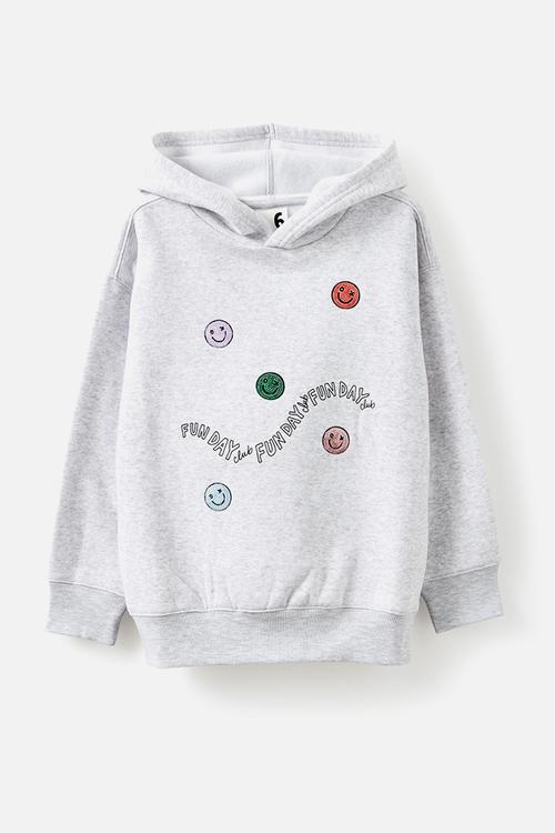 Sammy oversized hoodie - grey marle/fun day