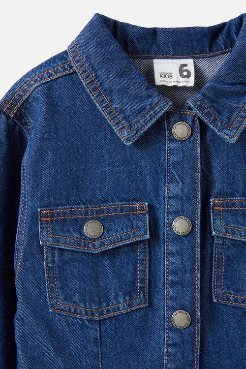 Sasha long sleeve denim shirt dress - mermaid midnight blue