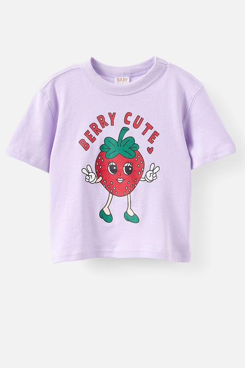 Bobbi Short Sleeve Graphic Tee - Vintage Lilac/Berry Cute