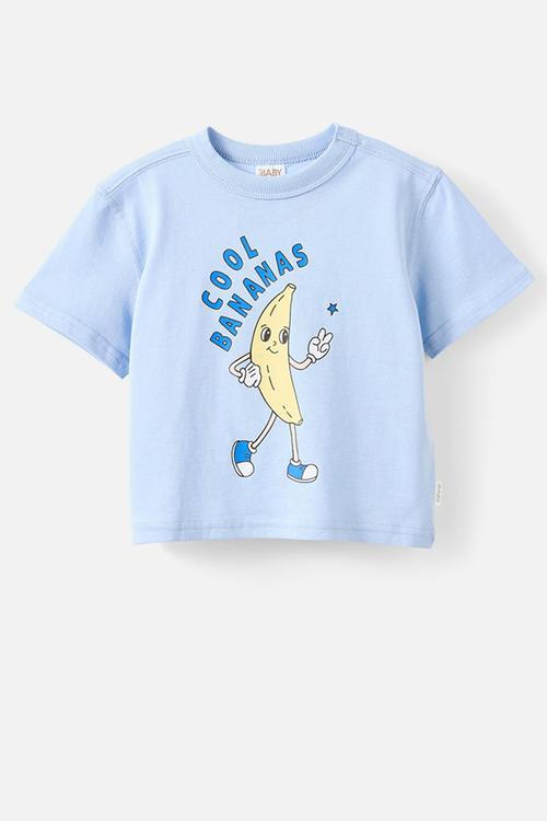 Bobbi Short Sleeve Graphic Tee - Dawn Blue/Cool Bananas