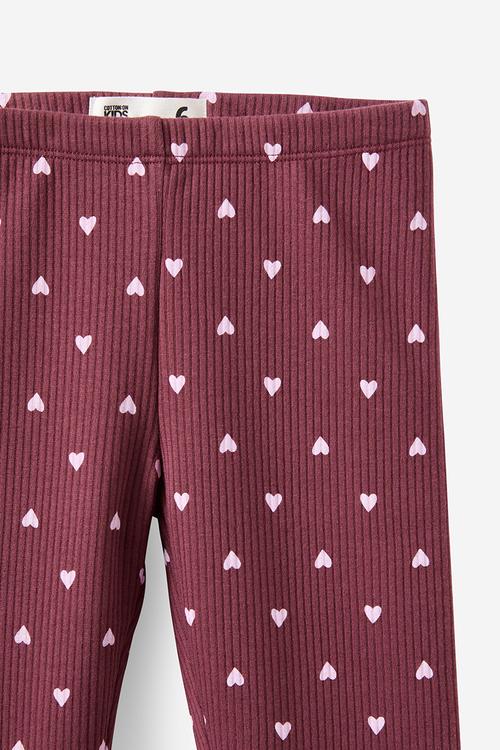 Fleece Legging - Bordeaux/Hearts