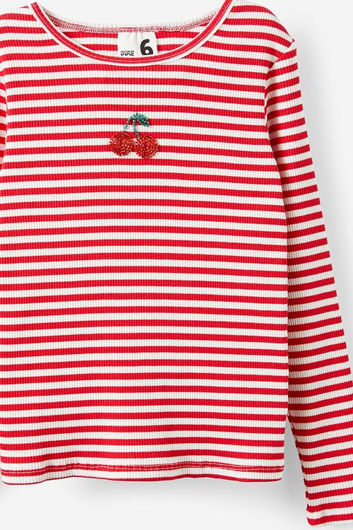 Jade crew - varsity red/cherry stripe