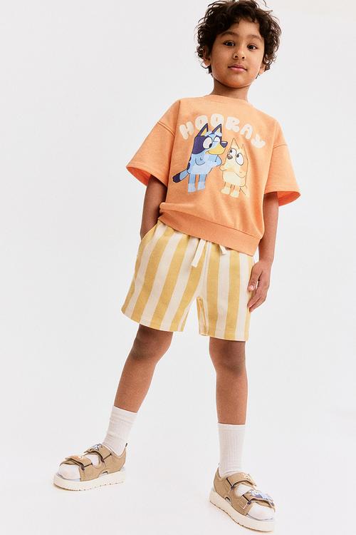 2-piece printed sweatshirt set -  light orange/bluey