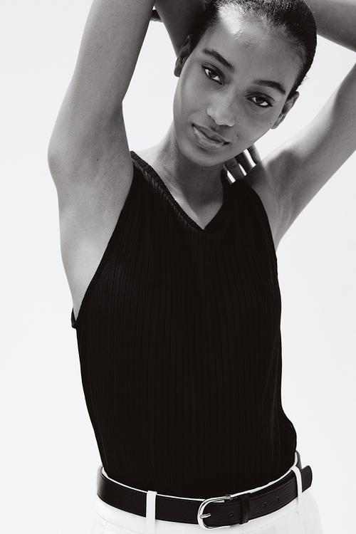 Rib-knit vest top - black