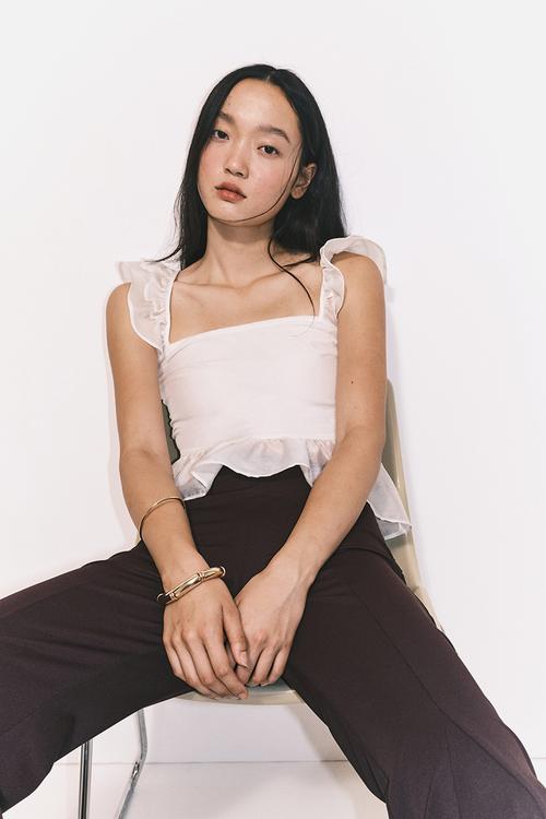 Tie-detail peplum blouse - white